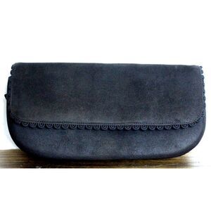 VINTAGE TARKOR SPAIN DARK BROWN GENUINE LEATHER SUEDE BAG PURSE HANDBAG CLUTCH